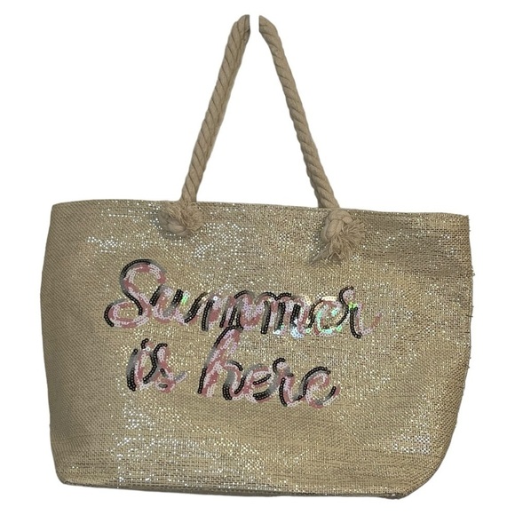 Handbags - Summer Is Here! - sequin Straw/Raffia Beach Bag is Fully Lined!!  NWOT